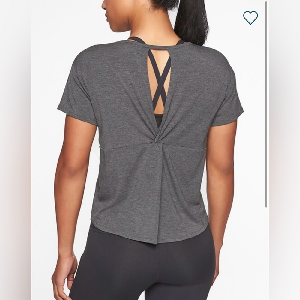 Athleta super cute Cloudlight open back tee in charcoal heather and XS.